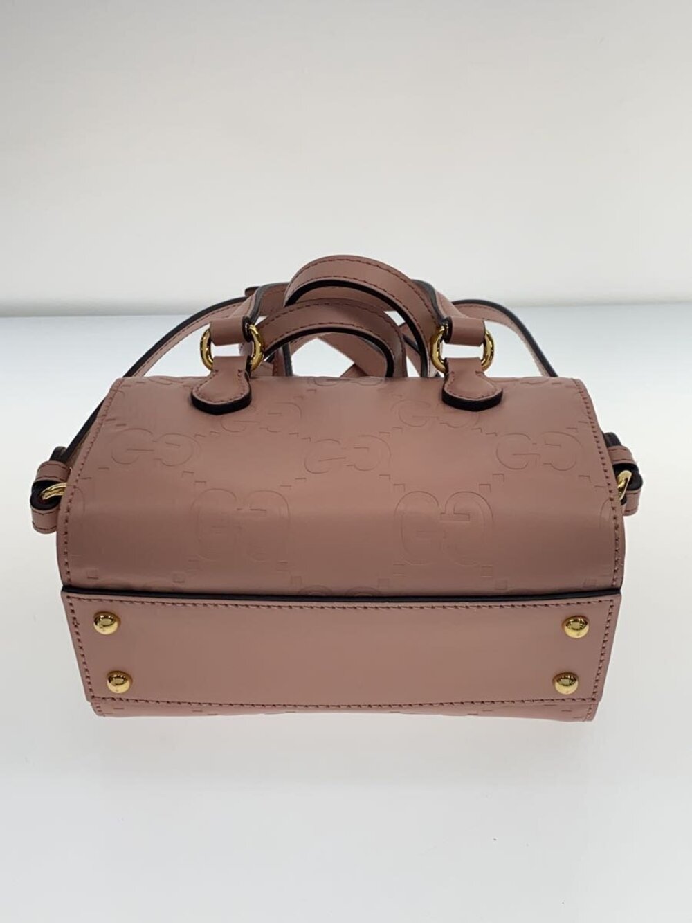 Gucci GG Super Top Handle Bag rose beige embossed leather - Picture 4 of 7